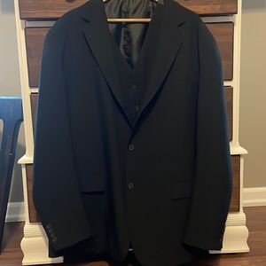 Mens black suit jacket and matching vest size 50L 44 W
